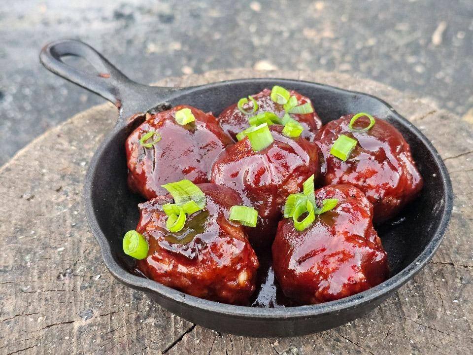 BBQ Beaver Balls in Cast-Iron Skillet — Eager Beaver BBQ