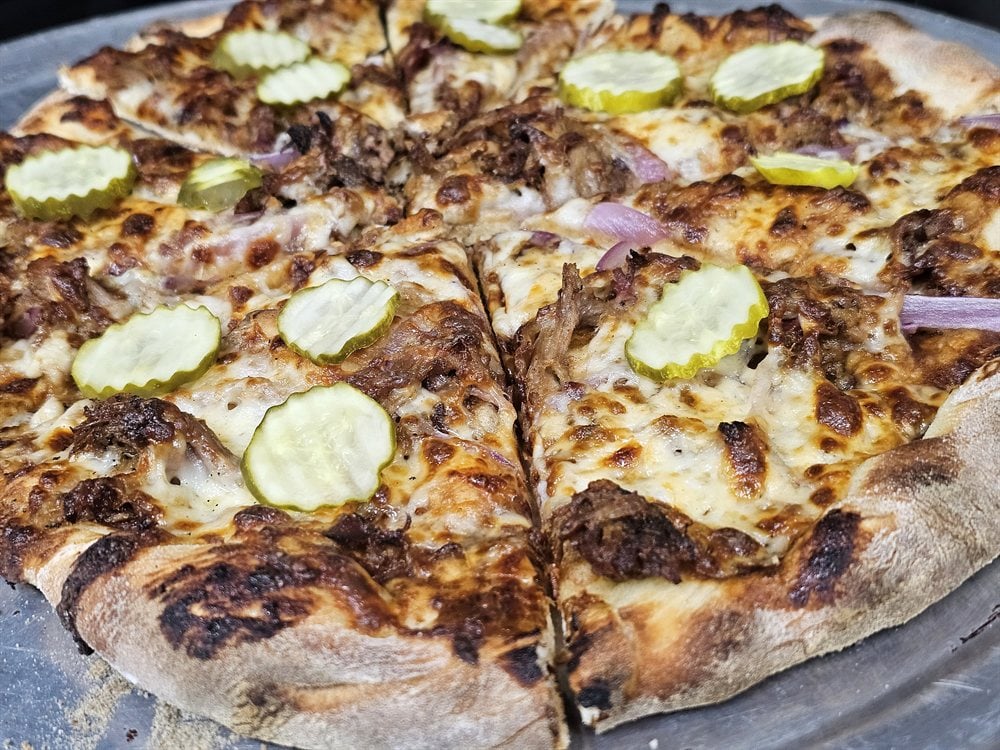 Charred BBQ pizza crust — Eager Beaver BBQ Elizabeth IL