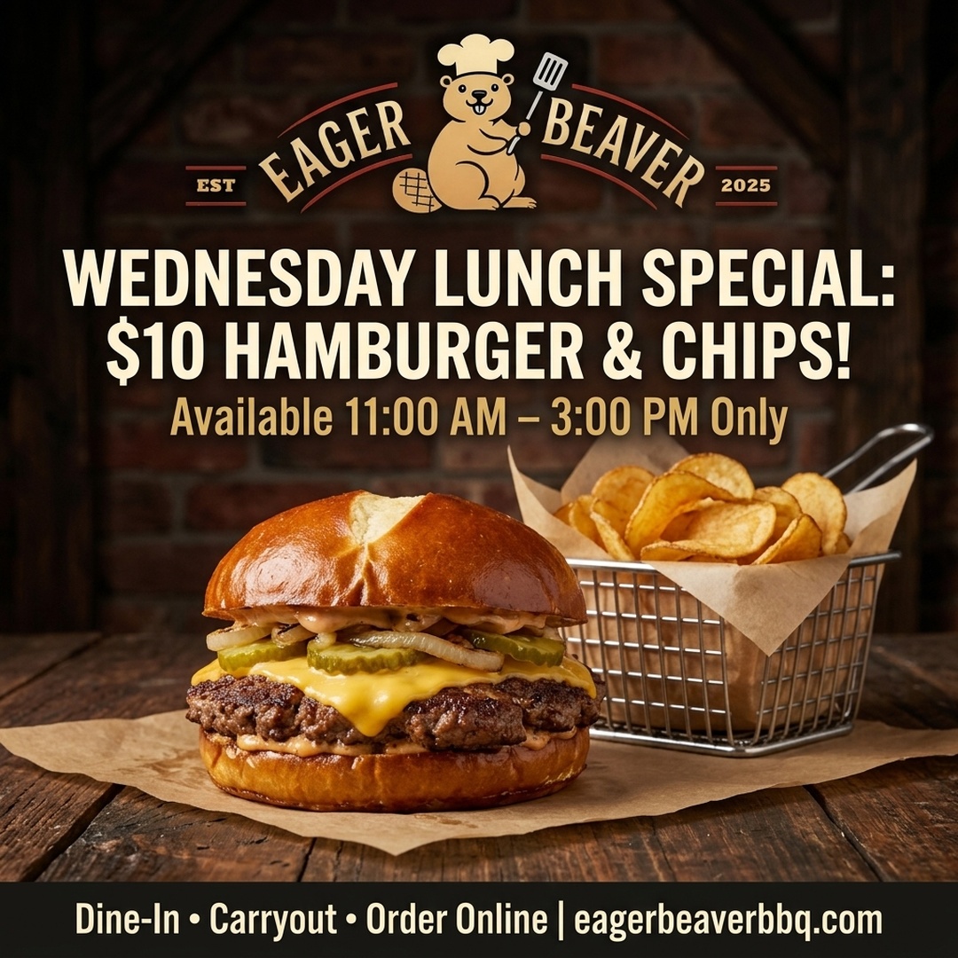 Wednesday Lunch Special - $10 Hamburger and Chips