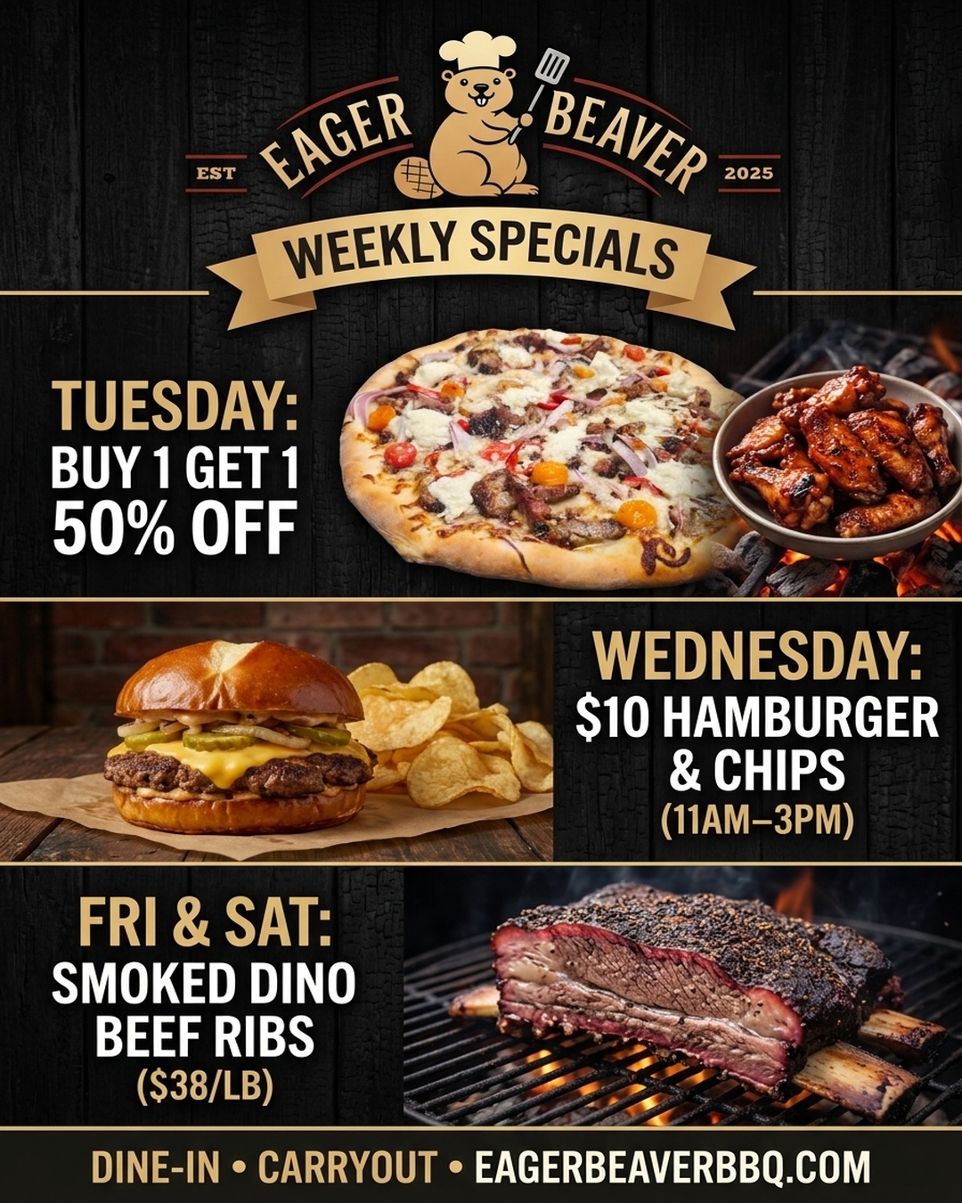 Eager Beaver BBQ Weekly Specials Master Lineup